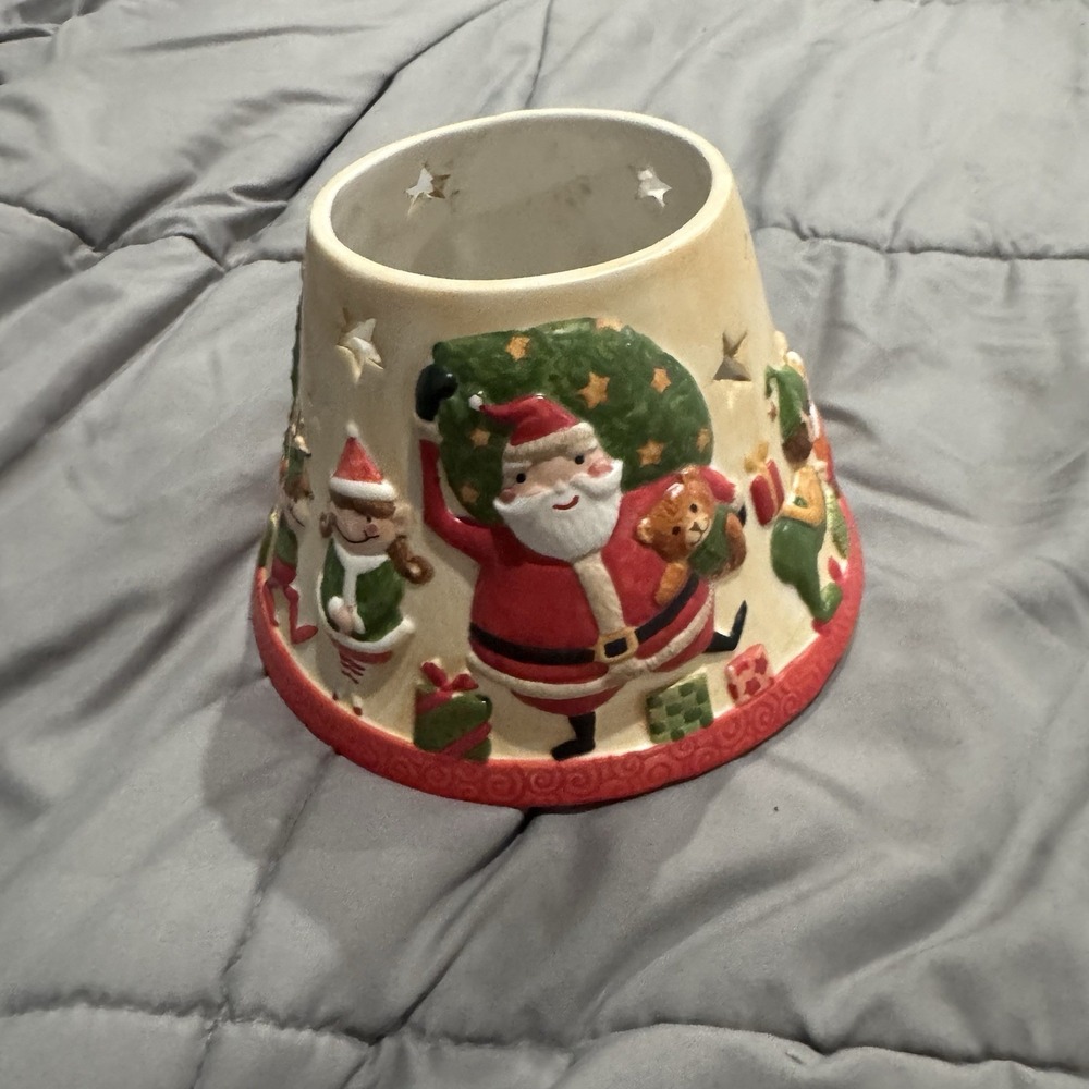 Yankee Candle Santa Claus Elf Elves Large Shade Topper Star Teddy Bear Rare